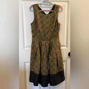 The girls from Savoy for Anthropologie brown and green dress size 12 EUC